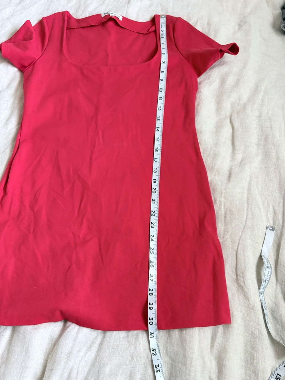 Reformation Carol Mini Dress in Red with Square Neckline - Picture 7 of 8